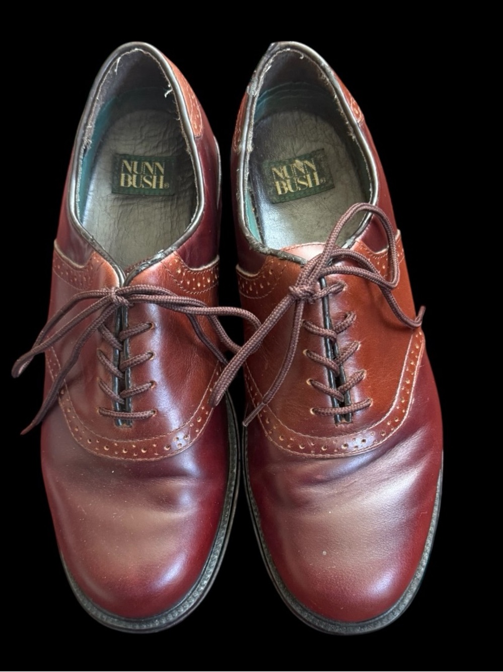 NUNN BUSH Monroe Mens Saddle Oxford Leather Burgundy Shoes Sz 9.5